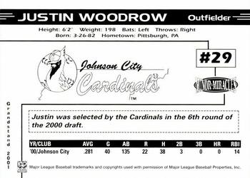 2001 Grandstand Johnson City Cardinals #NNO Justin Woodrow Back