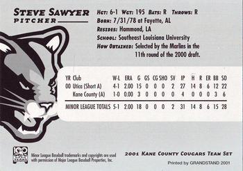 2001 Grandstand Kane County Cougars #24 Steve Sawyer Back