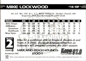 2001 Grandstand Midland RockHounds #14 Mike Lockwood Back