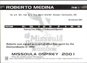 2001 Grandstand Missoula Osprey #NNO Roberto Medina Back
