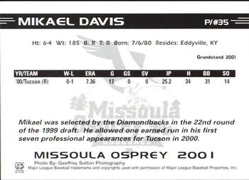 2001 Grandstand Missoula Osprey #NNO Mikael Davis Back