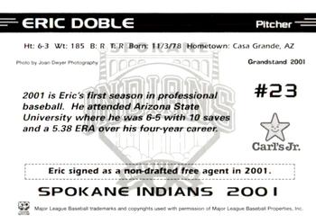 2001 Grandstand Spokane Indians #NNO Eric Doble Back