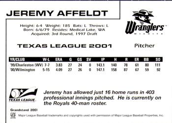 2001 Grandstand Texas League Top Prospects #NNO Jeremy Affeldt Back