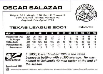 2001 Grandstand Texas League Top Prospects #NNO Oscar Salazar Back
