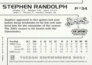 2001 Grandstand Tucson Sidewinders #NNO Stephen Randolph Back