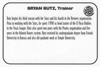 2001 Huntsville Stars #NNO Bryan Butz Back
