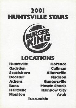 2001 Huntsville Stars #NNO Sponsor Card Back