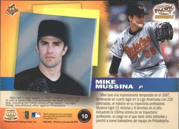 1998 Pacific Invincible - Platinum Blue #10 Mike Mussina Back