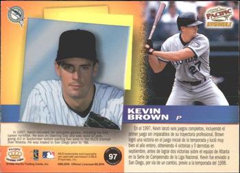 1998 Pacific Invincible - Platinum Blue #97 Kevin Brown Back