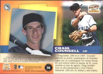 1998 Pacific Invincible - Platinum Blue #98 Craig Counsell Back
