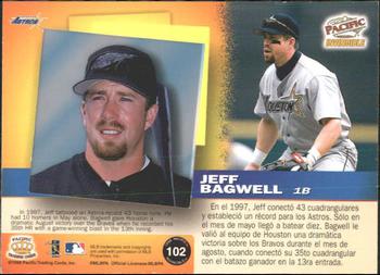 1998 Pacific Invincible - Platinum Blue #102 Jeff Bagwell Back