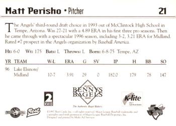 1997 Best Midland Angels #21 Matt Perisho Back