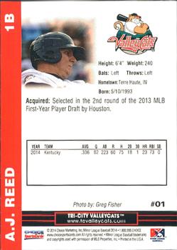 2014 Choice Tri-City ValleyCats #1 A.J. Reed Back