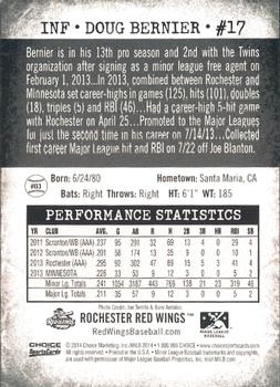 2014 Choice Rochester Red Wings #3 Doug Bernier Back