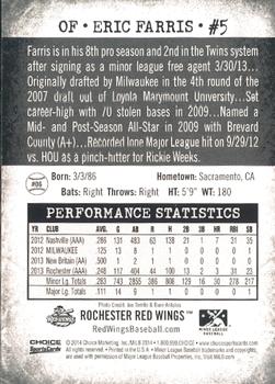 2014 Choice Rochester Red Wings #6 Eric Farris Back