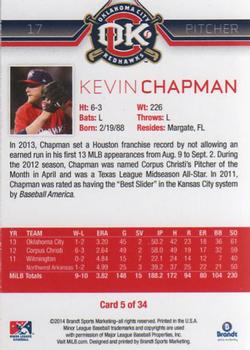 2014 Brandt Oklahoma City RedHawks #5 Kevin Chapman Back