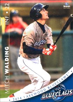 2014 Brandt Lakewood BlueClaws #28 Mitch Walding Front