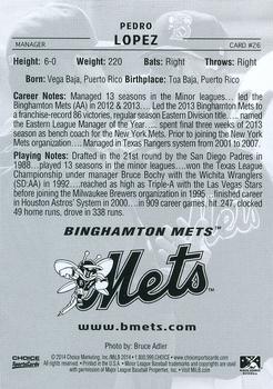 2014 Choice Binghamton Mets #26 Pedro Lopez Back