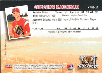 2014 Choice Batavia Muckdogs #25 Christian MacDonald Back