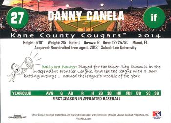 2014 Grandstand Kane County Cougars #NNO Danny Canela Back