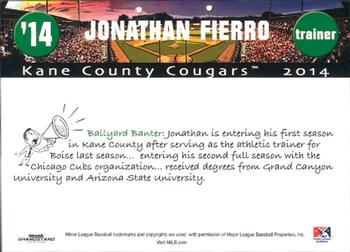 2014 Grandstand Kane County Cougars #NNO Jonathan Fierro Back