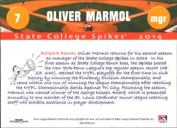 2014 Grandstand State College Spikes #NNO Oliver Marmol Back