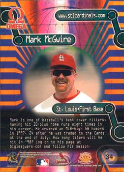 1998 Pacific Omega - Online Inserts #34 Mark McGwire Back