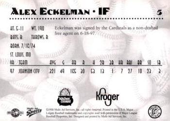 1998 Multi-Ad Peoria Chiefs SGA #5 Alex Eckelman Back