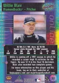 1998 Pacific Online - Red #32 Willie Blair Back