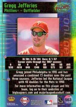 1998 Pacific Online - Red #563 Gregg Jefferies Back