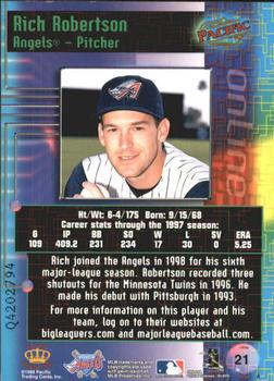 1998 Pacific Online - Web Cards #21 Rich Robertson Back