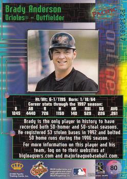 1998 Pacific Online - Web Cards #80 Brady Anderson Back