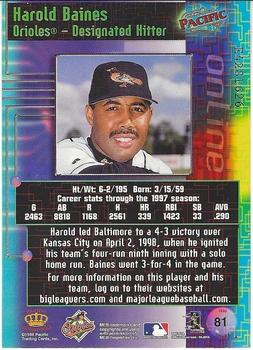 1998 Pacific Online - Web Cards #81 Harold Baines Back