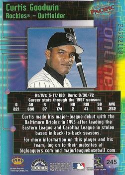 1998 Pacific Online - Web Cards #245 Curtis Goodwin Back