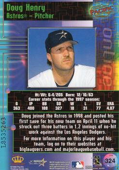 1998 Pacific Online - Web Cards #324 Doug Henry Back