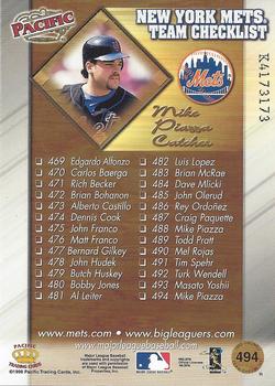 1998 Pacific Online - Web Cards #494 Mike Piazza Back