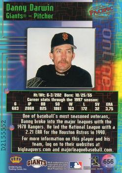 1998 Pacific Online - Web Cards #656 Danny Darwin Back