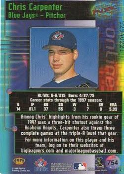 1998 Pacific Online - Web Cards #754 Chris Carpenter Back