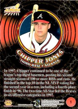 1998 Pacific Aurora - Kings of the Major Leagues #1 Chipper Jones Back