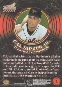 1998 Pacific Aurora - Kings of the Major Leagues #3 Cal Ripken Jr. Back