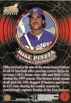 1998 Pacific Aurora - Kings of the Major Leagues #6 Mike Piazza Back
