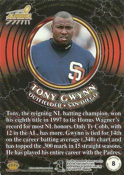 1998 Pacific Aurora - Kings of the Major Leagues #8 Tony Gwynn Back