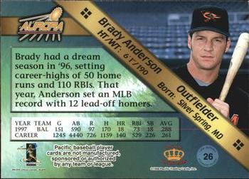 1998 Pacific Aurora - Pennant Fever #26 Brady Anderson Back