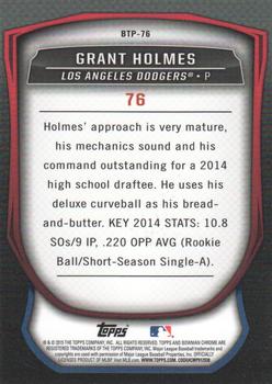 2015 Bowman - Bowman Scouts' Top 100 #BTP-76 Grant Holmes Back