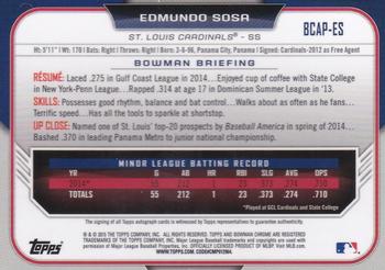 2015 Bowman - Chrome Prospect Autographs #BCAP-ES Edmundo Sosa Back
