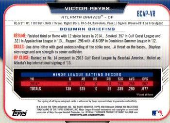 2015 Bowman - Chrome Prospect Autographs #BCAP-VR Victor Reyes Back