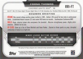 2015 Bowman - Chrome Rookie Recollections #RRI-FT Frank Thomas Back