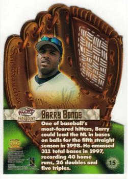 1998 Pacific Paramount - Fielder's Choice #15 Barry Bonds Back