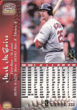 1998 Pacific Paramount - Gold #232 Mark McGwire Back