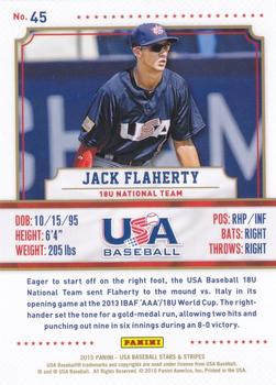 2015 Panini USA Baseball Stars & Stripes - Longevity #45 Jack Flaherty Back
